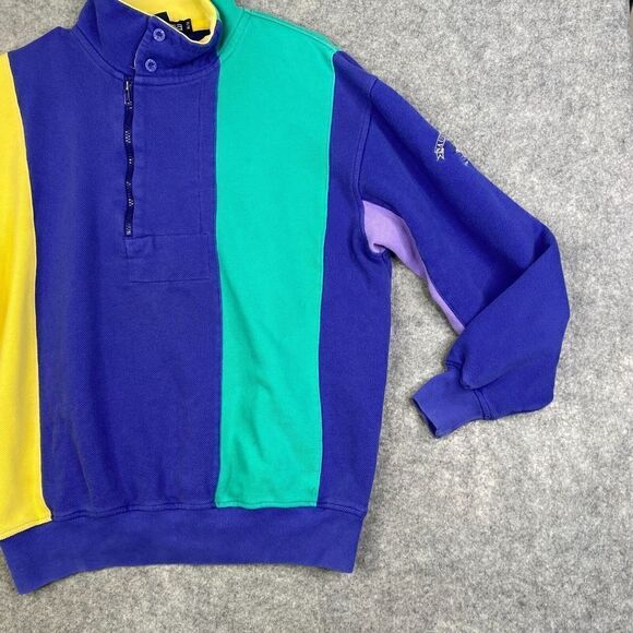VINTAGE Nautica Sweater Mens Medium 1/4 Zip 90's Colorblock Sailing Retro - Picture 3 of 9